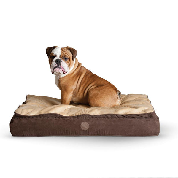 K&H Pet Products Feather Top Ortho Pet Bed Medium Chocolate / Tan 30" x 40" x 6.5"-Dog-K&H Pet Products-PetPhenom