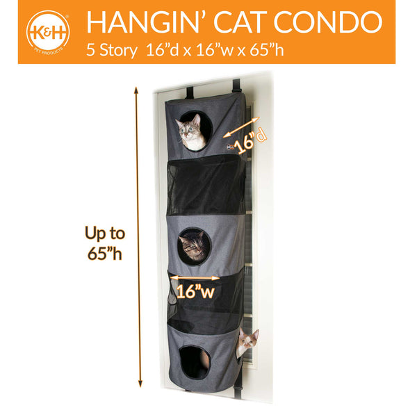 K&H Pet Products Hangin' Cat Condo 5 Story High Rise Gray 16" x 16" x 65"-Cat-K&H Pet Products-PetPhenom