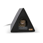 K&H Pet Products Heated A-Frame Cat House Gray / Black 18" x 14" x 14"-Cat-K&H Pet Products-PetPhenom