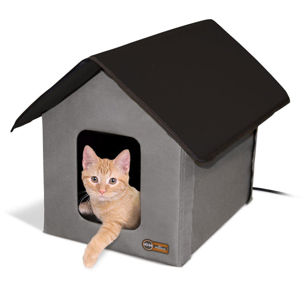 K&H Pet Products Heated Outdoor Kitty House Gray / Black 22" x 18" x 17"-Cat-K&H Pet Products-PetPhenom