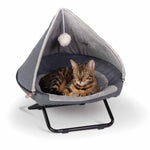 K&H Pet Products Hooded Elevated Cozy Pet Cot Small Gray 19" x 19" x 12"-Cats-K&H Pet Products-PetPhenom