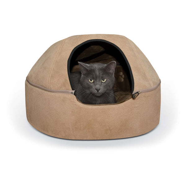 K&H Pet Products Kitty Dome Bed Unheated Large Tan 20" x 20" x 13.50"-Cat-K&H Pet Products-PetPhenom