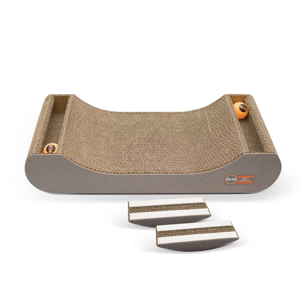 K&H Pet Products Kitty Tippy Scratch N' Track Cardboard Toy Brown 20.5" x 9.5" x 2"-Cat-K&H Pet Products-PetPhenom