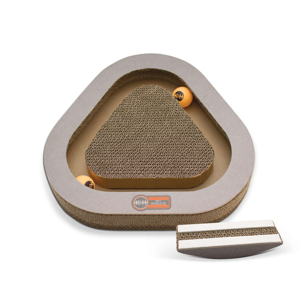 K&H Pet Products Kitty Tippy Triangle Cardboard Toy Brown 14.5" x 14" x 2"-Cat-K&H Pet Products-PetPhenom