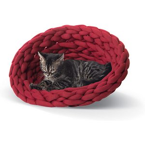K&H Pet Products Knitted Pet Bed Red 17" x 17" x 4"-Cat-K&H Pet Products-PetPhenom