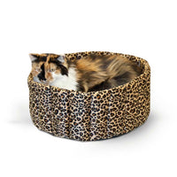 K&H Pet Products Lazy Cup Cat Bed Large Leopard 20" x 20" x 7"-Cat-K&H Pet Products-PetPhenom