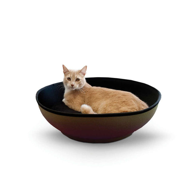 K&H Pet Products Mod Half-Pod Cat Bed Tan / Black 22" x 22" x 6.25"-Cat-K&H Pet Products-PetPhenom
