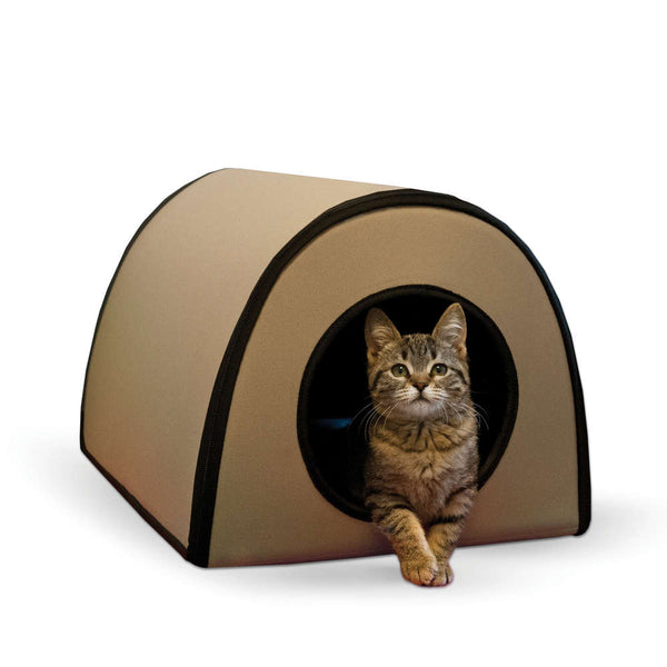 K&H Pet Products Mod Thermo-Kitty Shelter Tan 15" x 21.5" x 13"-Cat-K&H Pet Products-PetPhenom