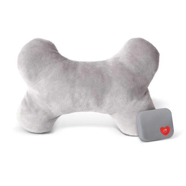 K&H Pet Products Mother's Heartbeat Plush Dog Bone Pillow Medium Gray 10" x 6" x 3"-Dog-K&H Pet Products-PetPhenom