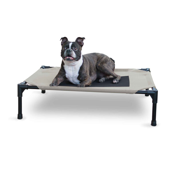 K&H Pet Products Original Pet Cot Elevated Pet Bed Medium Taupe/Black 25" x 32" x 7"-Dog-K&H Pet Products-PetPhenom