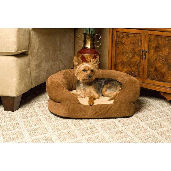 K&H Pet Products Ortho Bolster Sleeper Pet Bed Medium Brown Velvet 30" x 25" x 9"-Dog-K&H Pet Products-PetPhenom