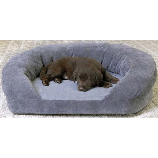 K&H Pet Products Ortho Bolster Sleeper Pet Bed Small Gray Velvet 20" x 16" x 8"-Dog-K&H Pet Products-PetPhenom