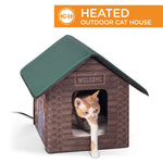 K&H Pet Products Outdoor Heated Kitty House Cat Shelter Log Cabin Design Brown 18" x 22" x 17"-Cat-K&H Pet Products-PetPhenom