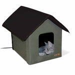 K&H Pet Products Outdoor Heated Kitty House Cat Shelter Olive 19" x 22" x 17"-Cat-K&H Pet Products-PetPhenom