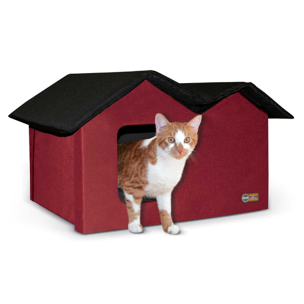 K&H Pet Products Outdoor Kitty House Extra-Wide Unheated Red 21.5" x 14" x 13"-Cat-K&H Pet Products-PetPhenom