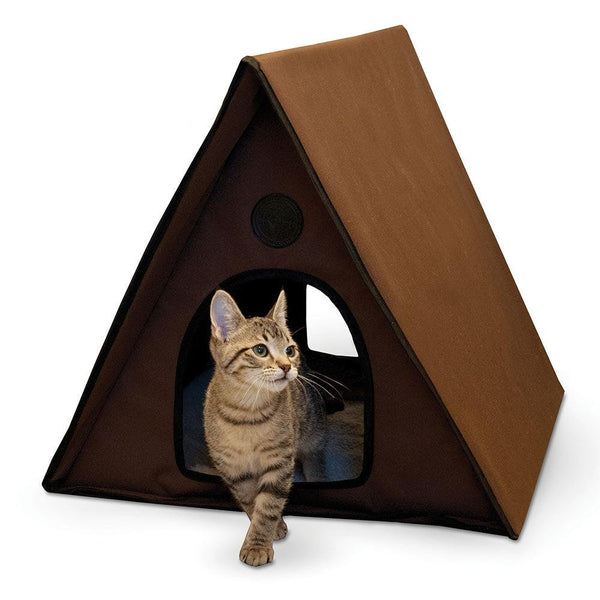 K&H Pet Products Outdoor Multiple Kitty A-Frame Unheated Chocolate 35" x 20.5" x 20"-Cat-K&H Pet Products-PetPhenom