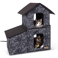 K&H Pet Products Outdoor Two-Story Kitty House with Dining Room Heated Gray 22" x 27" x 27"-Cat-K&H Pet Products-PetPhenom