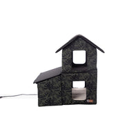 K&H Pet Products Outdoor Two-Story Kitty House with Dining Room Heated Green 22" x 27" x 27"-Cat-K&H Pet Products-PetPhenom