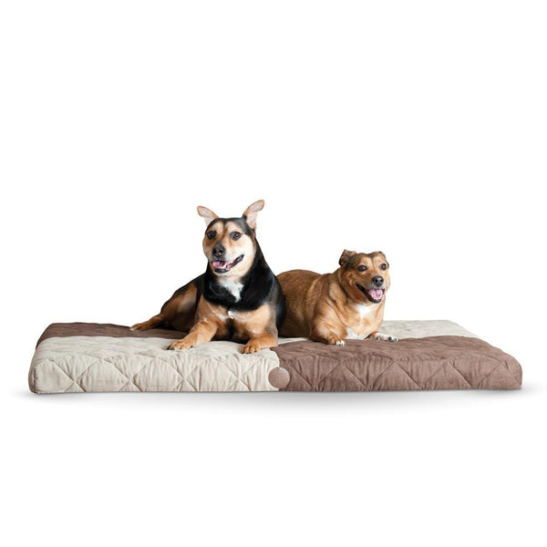 K&H Pet Products Quilted Memory Dream Pad 0.5" Large Chocolate / Tan 37" x 52" x 0.5"-Dog-K&H Pet Products-PetPhenom