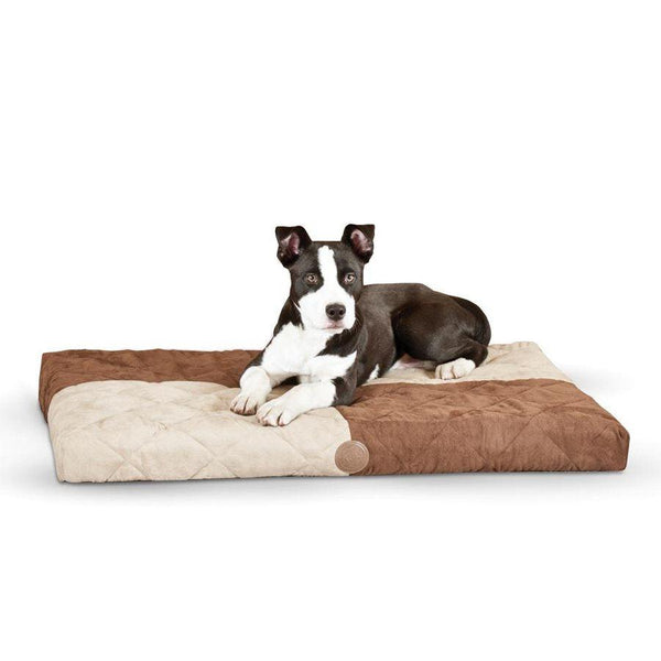 K&H Pet Products Quilted Memory Dream Pad 1" Small Chocolate / Tan 19.5" x 25" x 1"-Dog-K&H Pet Products-PetPhenom