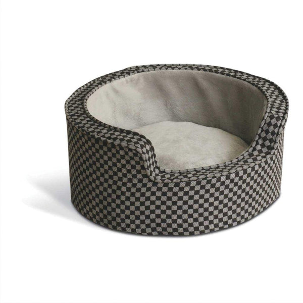 K&H Pet Products Round Comfy Sleeper Self-Warming Pet Bed Small Gray / Black 18" x 18" x 8"-Dog-K&H Pet Products-PetPhenom