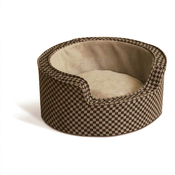 K&H Pet Products Round Comfy Sleeper Self-Warming Pet Bed Small Tan / Brown 18" x 18" x 8"-Dog-K&H Pet Products-PetPhenom