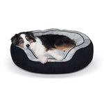 K&H Pet Products Round n' Plush Bolster Dog Bed Large Black/Gray 29" x 35" x 12"-Dog-K&H Pet Products-PetPhenom