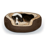 K&H Pet Products Round n' Plush Bolster Dog Bed Large Chocolate/Tan 29" x 35" x 12"-Dog-K&H Pet Products-PetPhenom