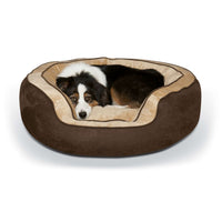 K&H Pet Products Round n' Plush Bolster Dog Bed Large Chocolate/Tan 29" x 35" x 12"-Dog-K&H Pet Products-PetPhenom