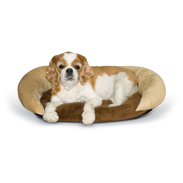 K&H Pet Products Self-Warming Bolster Bed Chocolate/Tan 14" x 17" x 5"-Dog-K&H Pet Products-PetPhenom