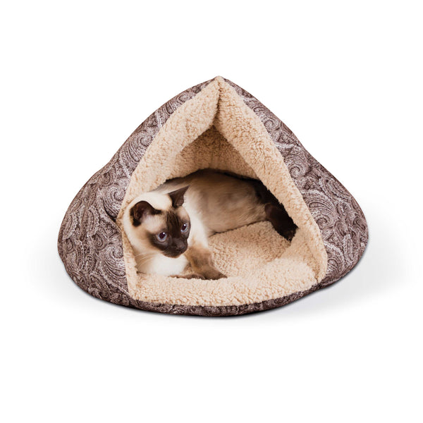 K&H Pet Products Self-Warming Kitty Hut Brown 19" x 18" x 18"-Cat-K&H Pet Products-PetPhenom