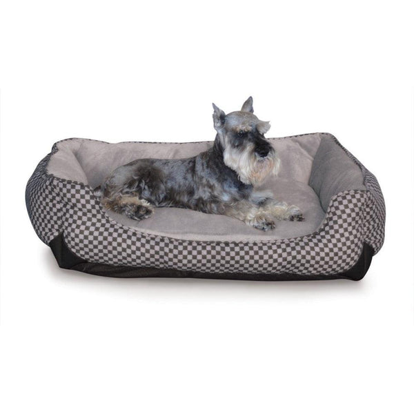 K&H Pet Products Self Warming Lounge Sleeper Square Pet Bed Medium Black 24" x 30" x 9"-Dog-K&H Pet Products-PetPhenom