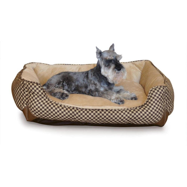 K&H Pet Products Self Warming Lounge Sleeper Square Pet Bed Medium Brown 24" x 30" x 9"-Dog-K&H Pet Products-PetPhenom