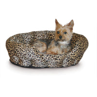 K&H Pet Products Self Warming Nuzzle Nest Pet Bed Leopard 19" x 19" x 6"-Dog-K&H Pet Products-PetPhenom
