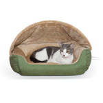 K&H Pet Products Thermo-Hooded Pet Lounger Bed Sage/Tan 20" x 25" x 13"-Dog-K&H Pet Products-PetPhenom