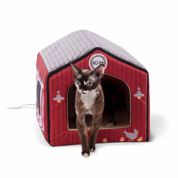 K&H Pet Products Thermo-Indoor Pet House Barn Design Red 16" x 15" x 14"-Cat-K&H Pet Products-PetPhenom