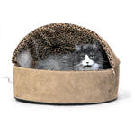 K&H Pet Products Thermo-Kitty Bed Deluxe Hooded Large Tan 20" x 20" x 14"-Cat-K&H Pet Products-PetPhenom