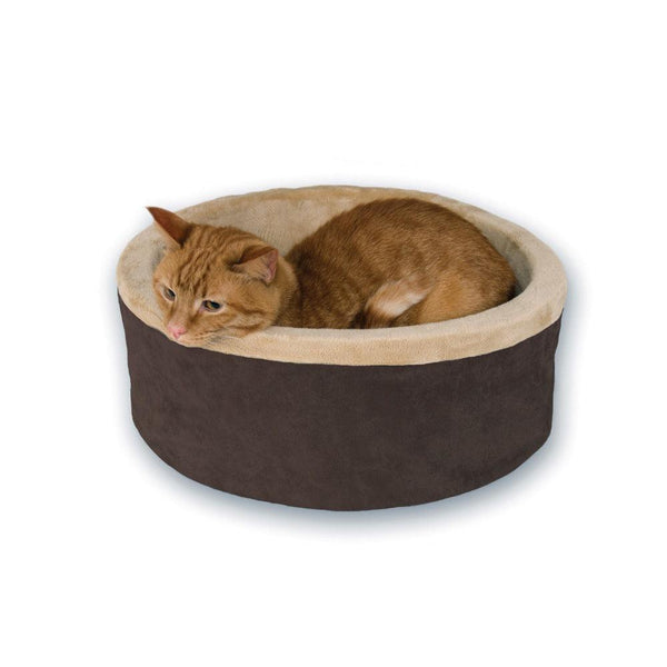 K&H Pet Products Thermo-Kitty Bed Large Mocha 20" x 20" x 6"-Cat-K&H Pet Products-PetPhenom