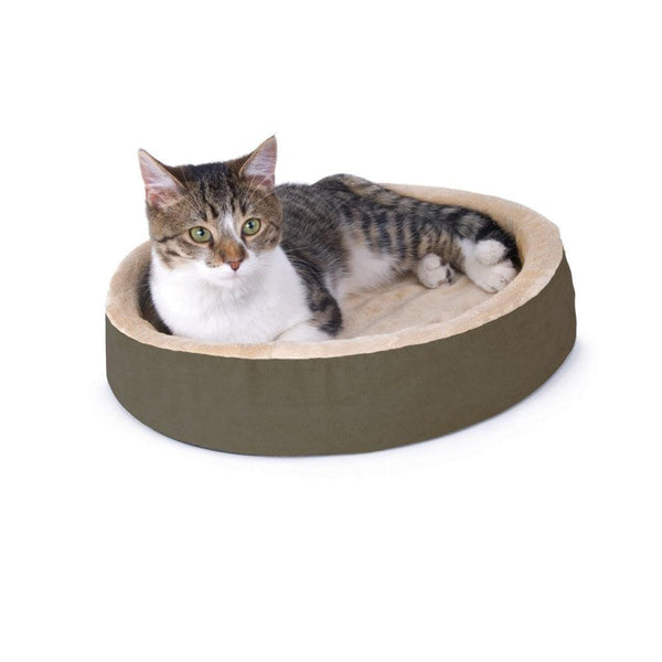K&H Pet Products Thermo-Kitty Cuddle Up Bed Mocha 16" x 16" x 3"-Cat-K&H Pet Products-PetPhenom