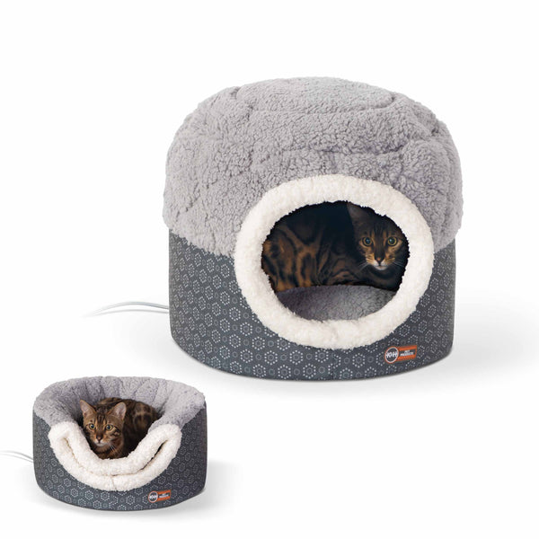 K&H Pet Products Thermo-Pet Nest Heated Cat Bed Gray 18" x 15" x 14"-Cats-K&H Pet Products-PetPhenom