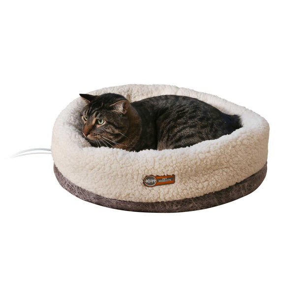 K&H Pet Products Thermo-Snuggle Cup Pet Bed Bomber Gray 14" x 18" x 7"-Cat-K&H Pet Products-PetPhenom