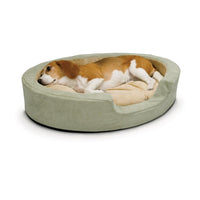 K&H Pet Products Thermo Snuggly Sleeper Oval Pet Bed Medium Sage 26" x 20" x 5"-Dog-K&H Pet Products-PetPhenom
