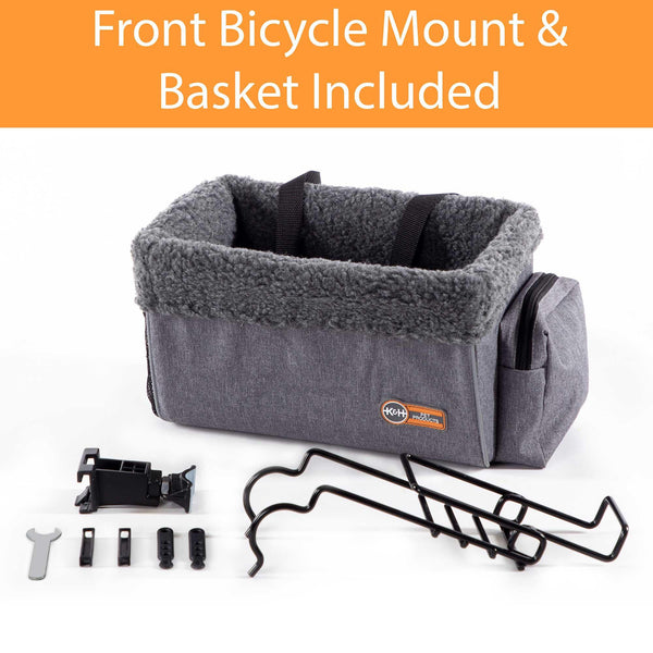 K&H Pet Products Travel Bike Basket for Pets Large Gray 12" x 16" x 10"-Dog-K&H Pet Products-PetPhenom