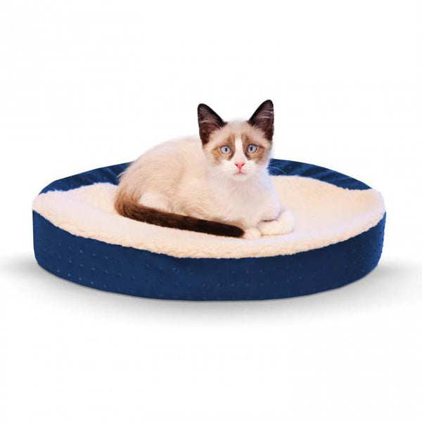 K&H Pet Products Ultra Memory Foam Oval Pet Cuddle Nest Blue 13" x 19" x 4"-Cat-K&H Pet Products-PetPhenom