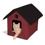 K&H Pet Products Unheated Outdoor Kitty House Red / Black 22" x 18" x 17"-Cat-K&H Pet Products-PetPhenom