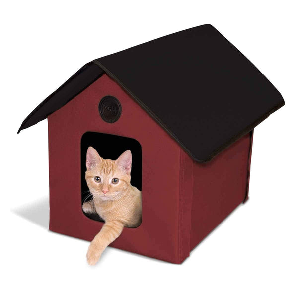 K&H Pet Products Unheated Outdoor Kitty House Red / Black 22" x 18" x 17"-Cat-K&H Pet Products-PetPhenom