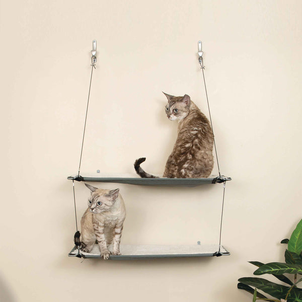K&H Pet Products Wall Mounted Cat Shelf Double Level Natural 23" x 12" x 31"