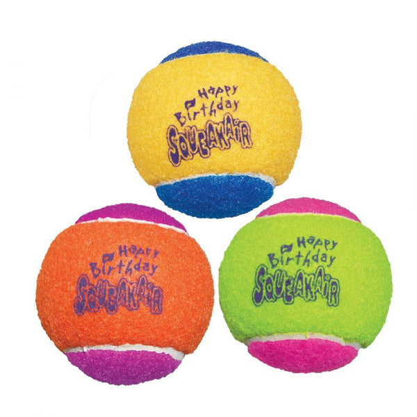 KONG Squeakair Birthday Tennis Balls, Medium 3 count-Dog-KONG-PetPhenom