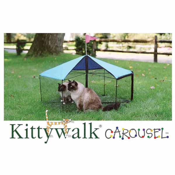 Kittywalk Carousel Outdoor Cat Enclosure Green 48" x 48" x 24"-Cat-Kittywalk-PetPhenom