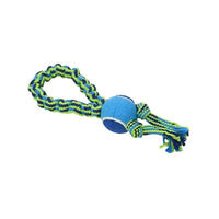 Kruuse_Pet BUSTER Bungee Rope Dog Toy, Single Knot with Tennis Ball - 13 in - Blue/Lime-Dog-Kruuse_Pet-PetPhenom